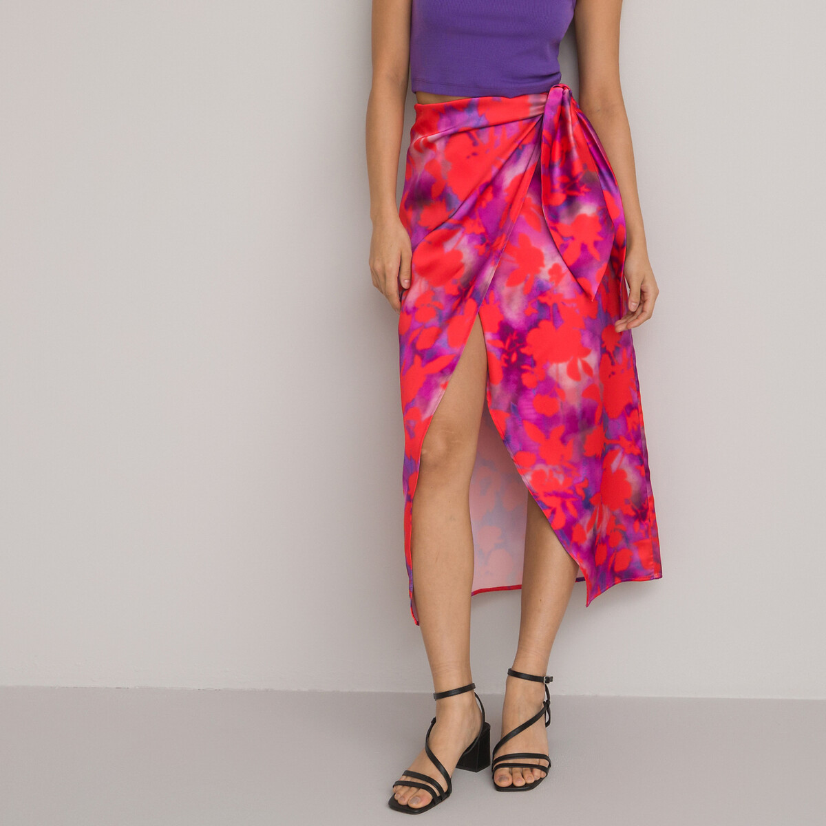 Recycled Wrapover Midaxi Skirt in Tie Dye Print