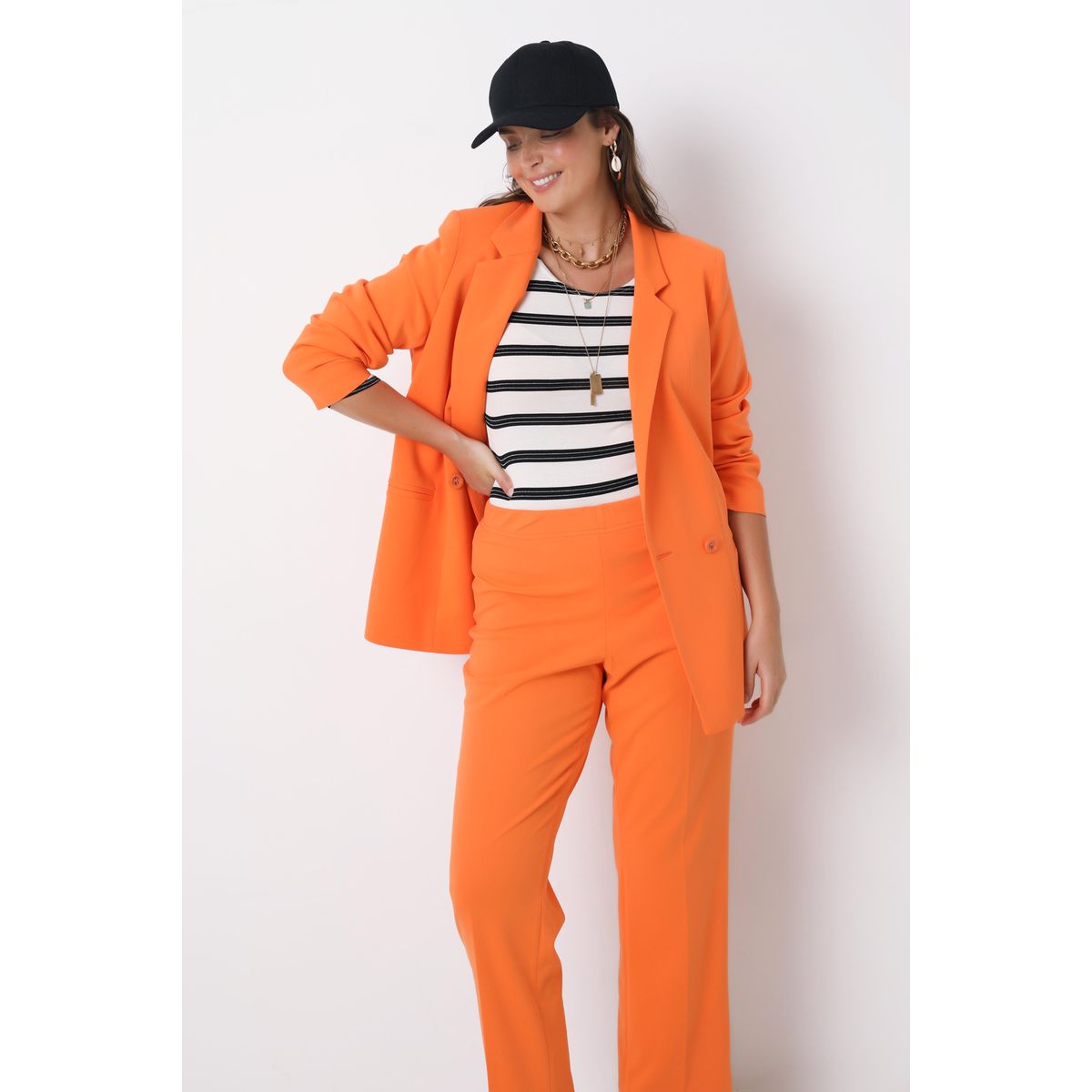 Tailleur orange femme new arrivals