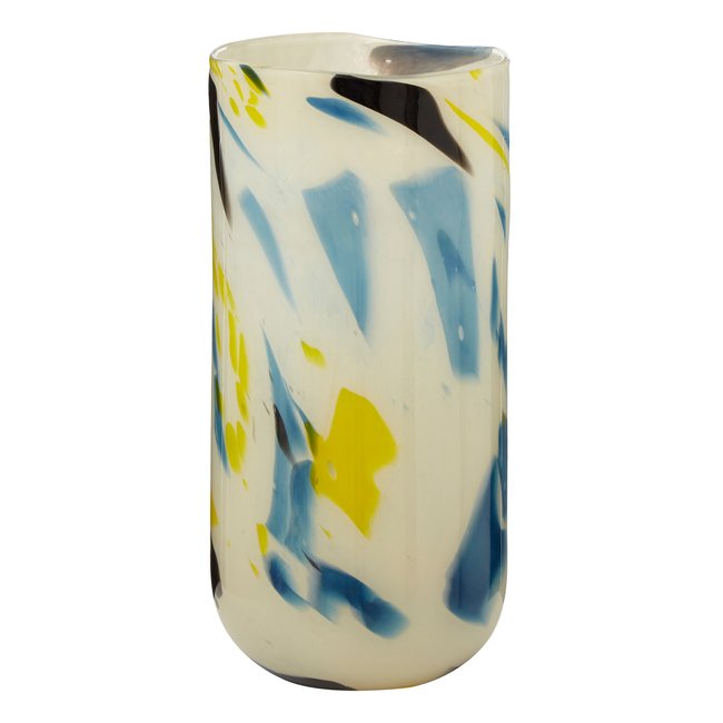 41cm Yellow and Blue Abstract Glass Vase, multi-coloured, SO'HOME