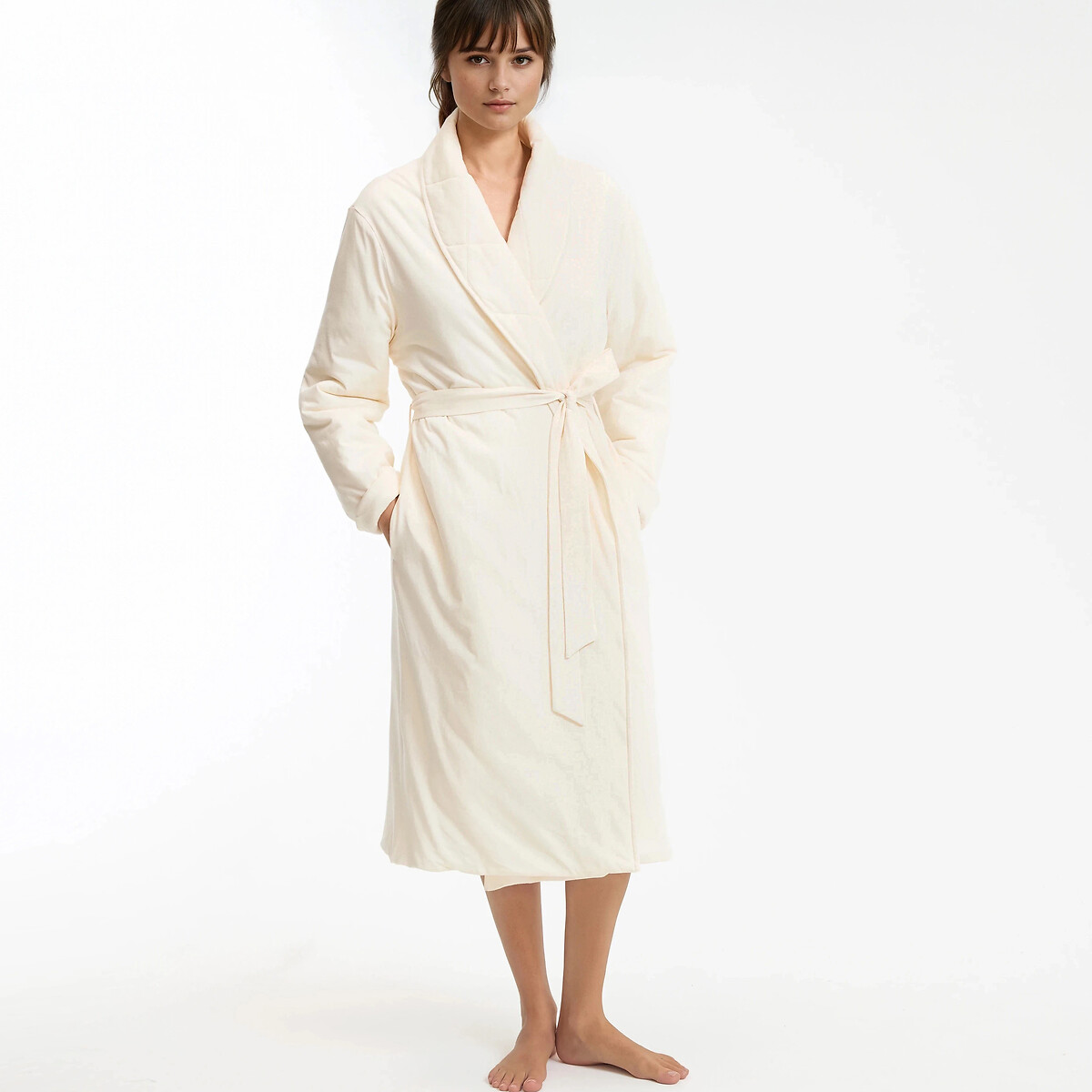 Robe de chambre ouatinée en jersey, col châle, LA REDOUTE COLLECTIONS