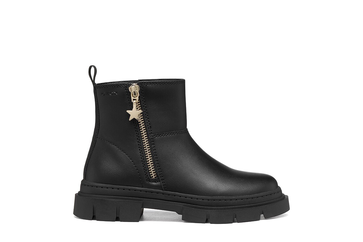 Kids Karsyn Zip-Up Leather Ankle Boots, GEOX