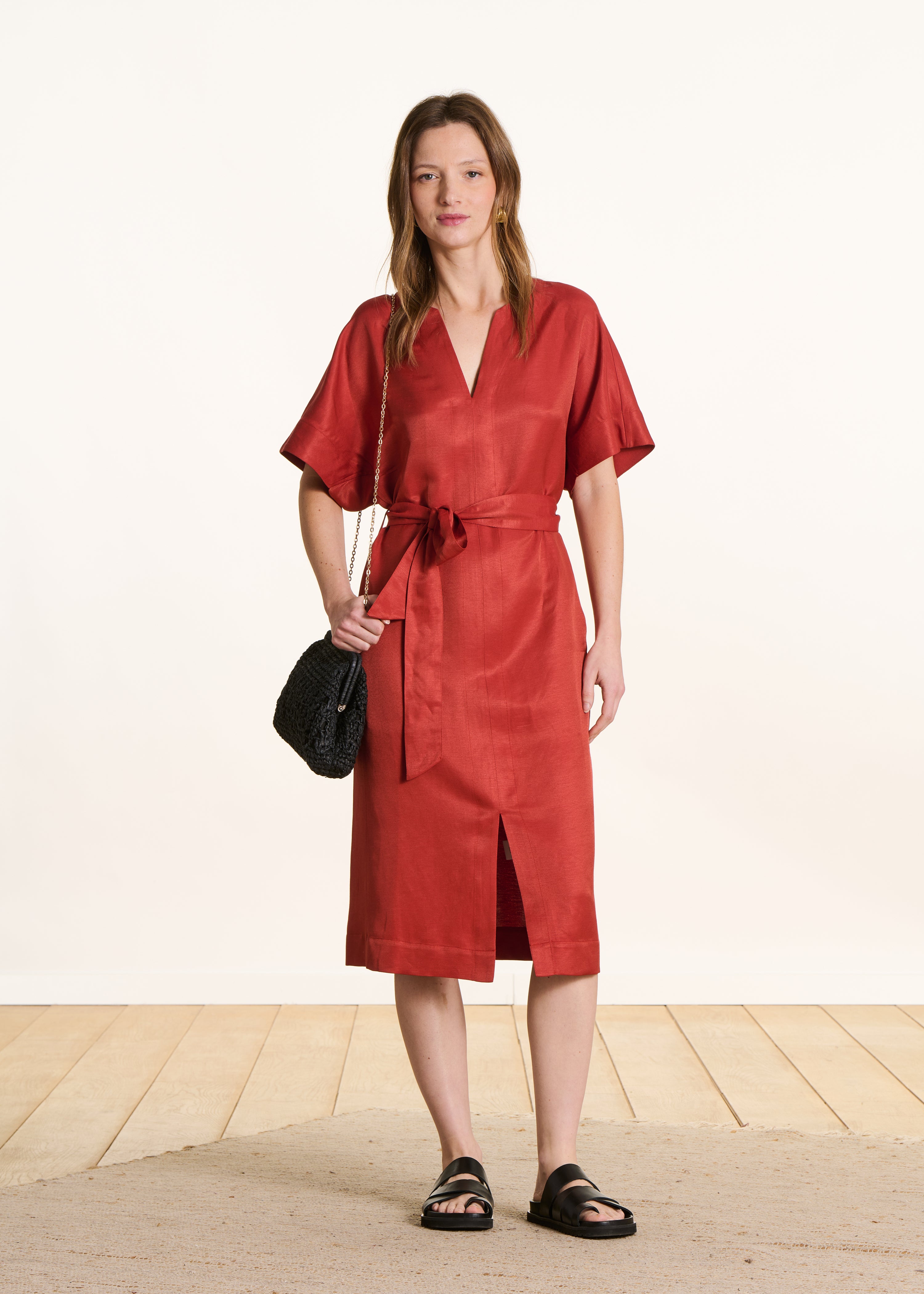 Robe midi ample en lin mélangé, LA FEE MARABOUTEE