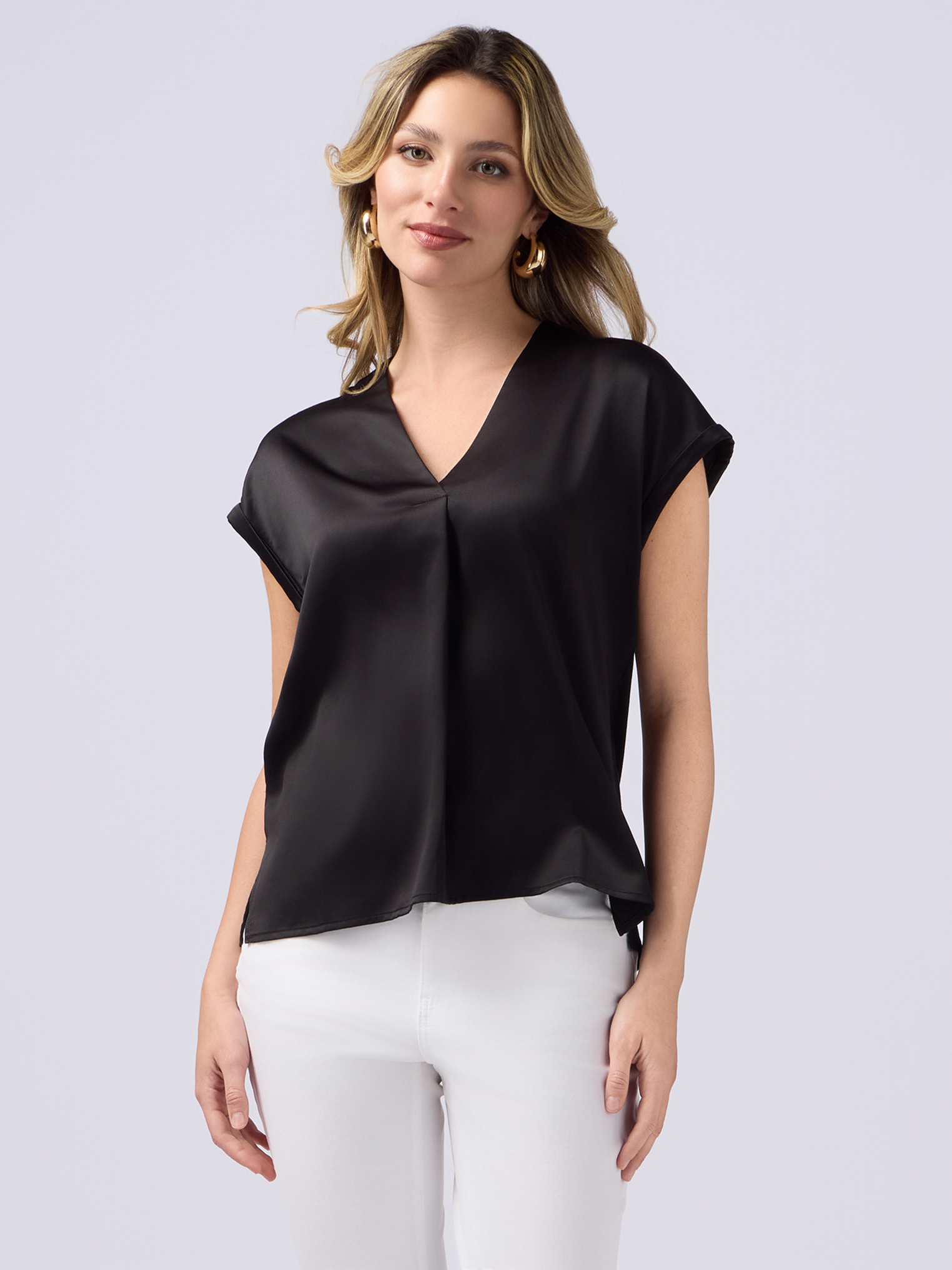 T-shirt bi-matière col V, OLTRE