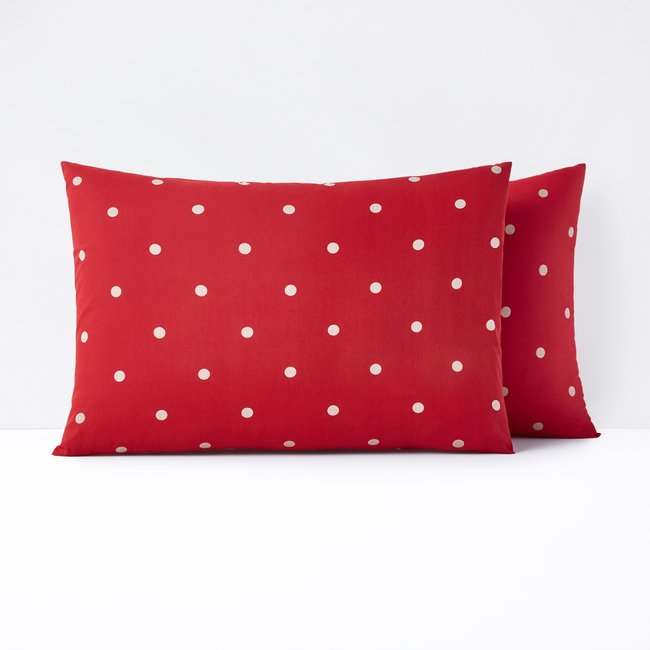 Edelweiss polka dot 100% cotton pillowcase, red, So'home | La Redoute