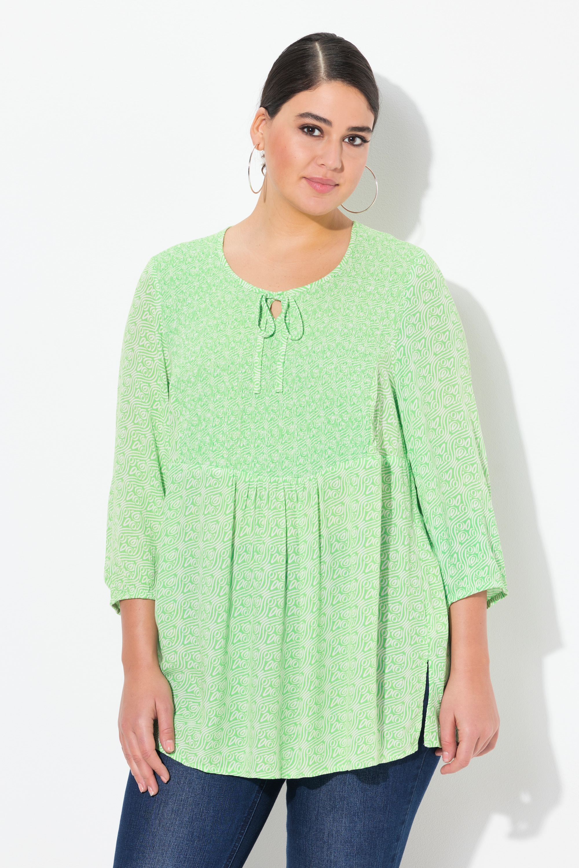 Blouse, Coupe A-Ligne, Insert Smocké, ULLA POPKEN
