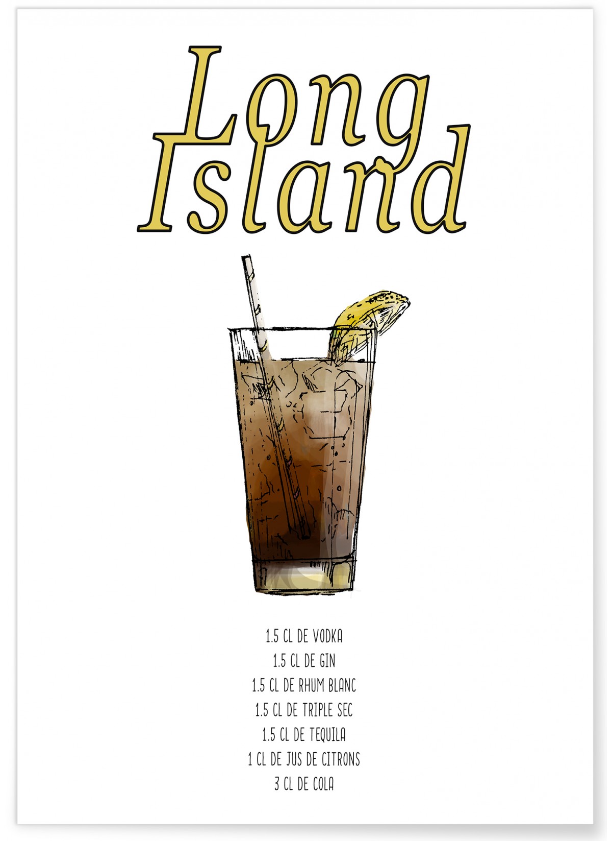 Affiche Cocktail Long Island, L'AFFICHERIE