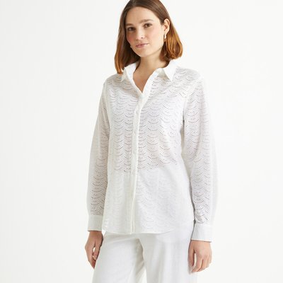 Cotton Broderie Anglaise Shirt with Long Sleeves ANNE WEYBURN