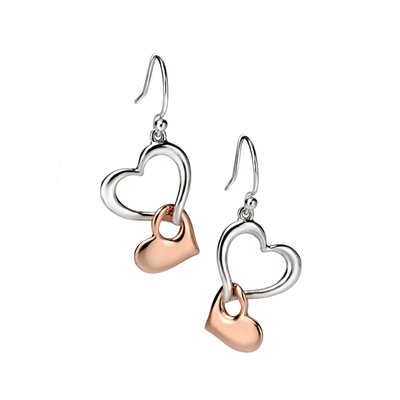 Rose Gold & Sterling Silver Multi Heart Earrings FIORELLI