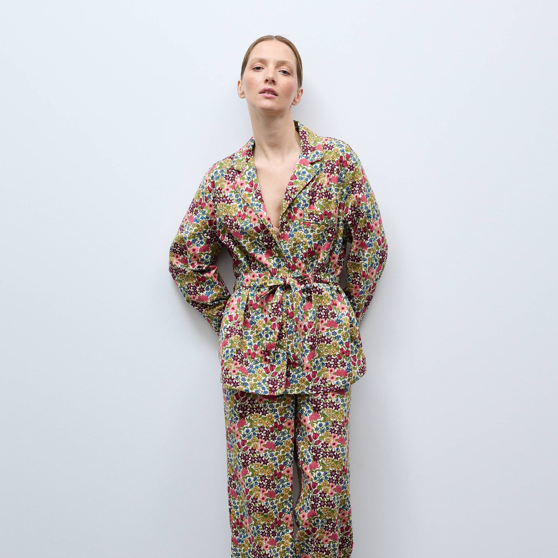 Pyjama long imprimé en coton gratté bio GOTS, MONOPRIX