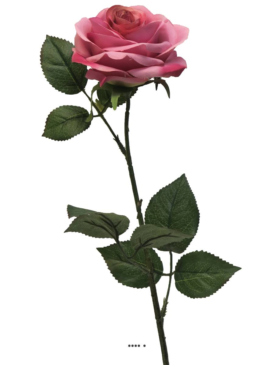 Rose factice Paris H64cm tête D9cm 12 feuille, ARTIFICIELLES
