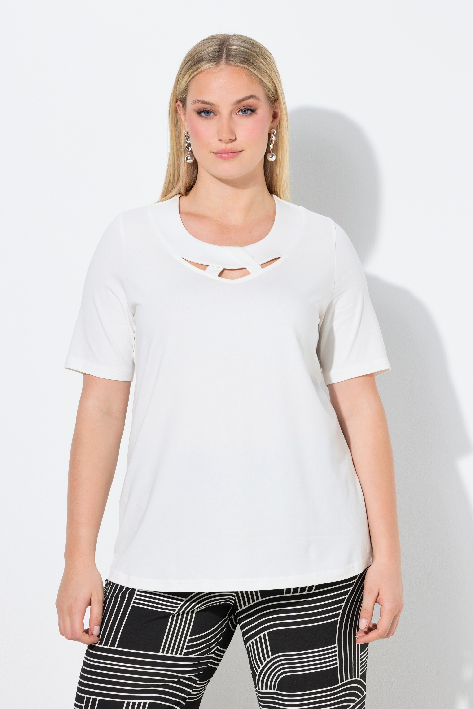T-shirt effet drapé, manches courtes, ULLA POPKEN