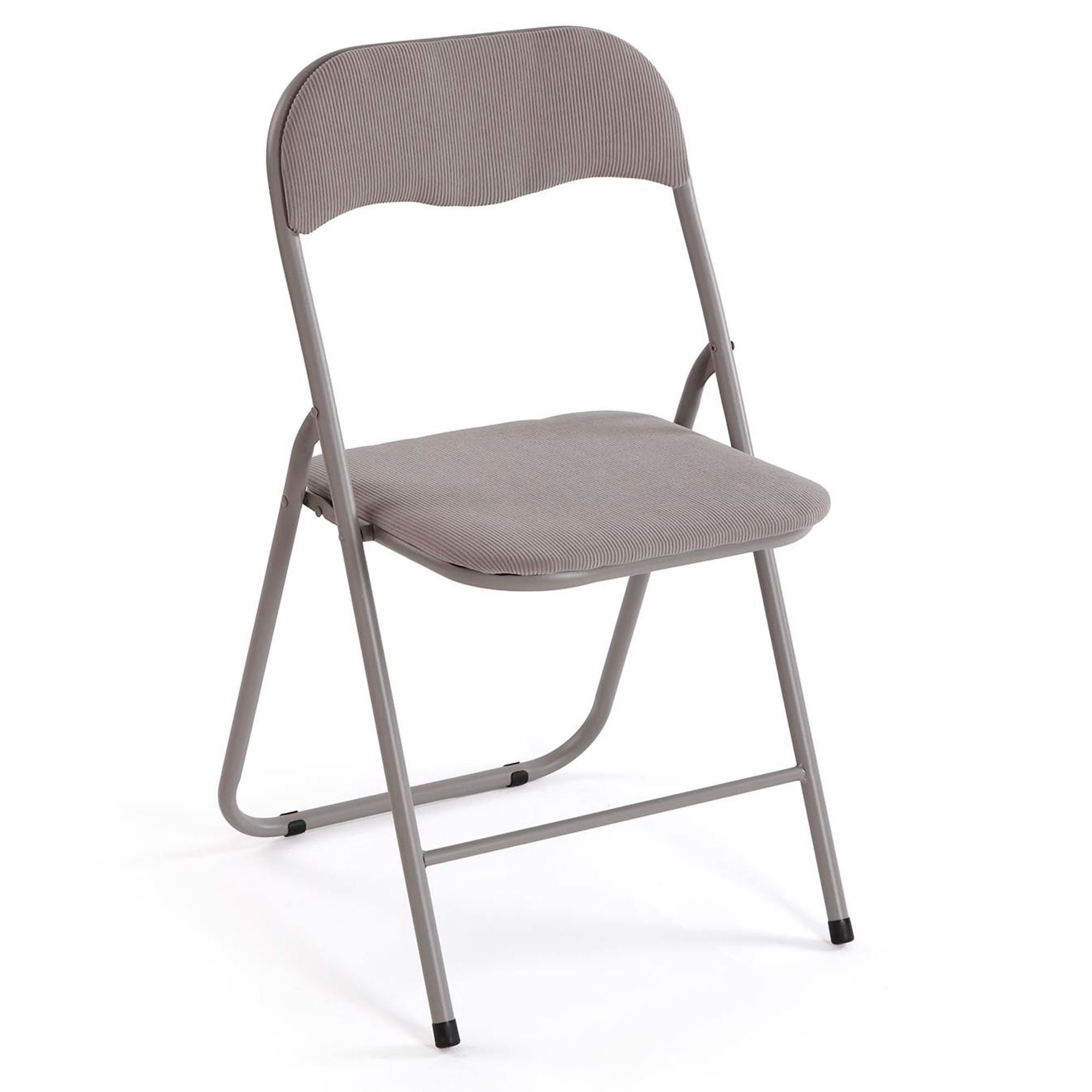 Chaise d'appoint pliante en velours côtelé gris 43x44x78cm, VERSA