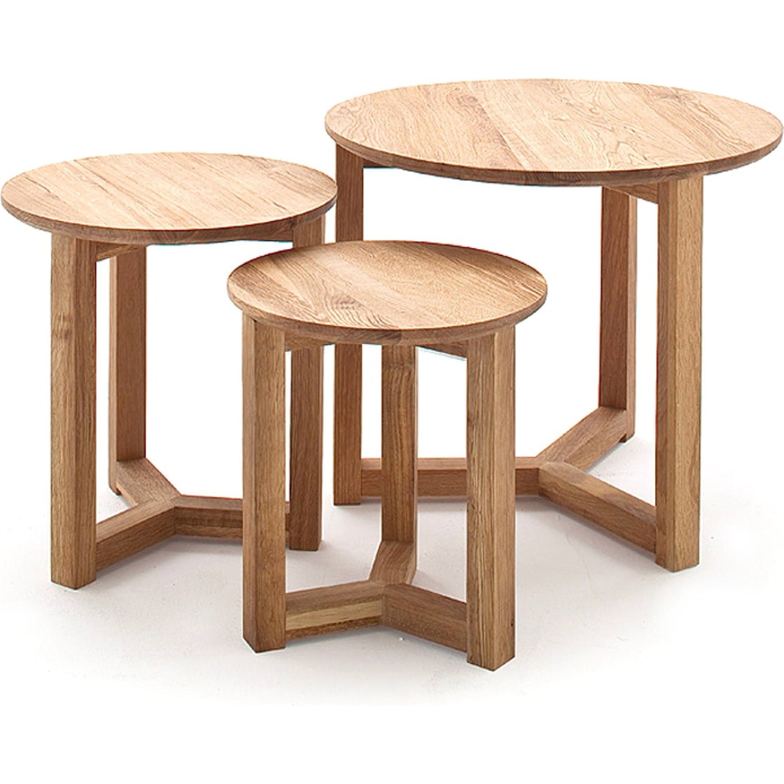 Lot de 3 tables basses rondes chêne AVENTRA, RECOLLECTION