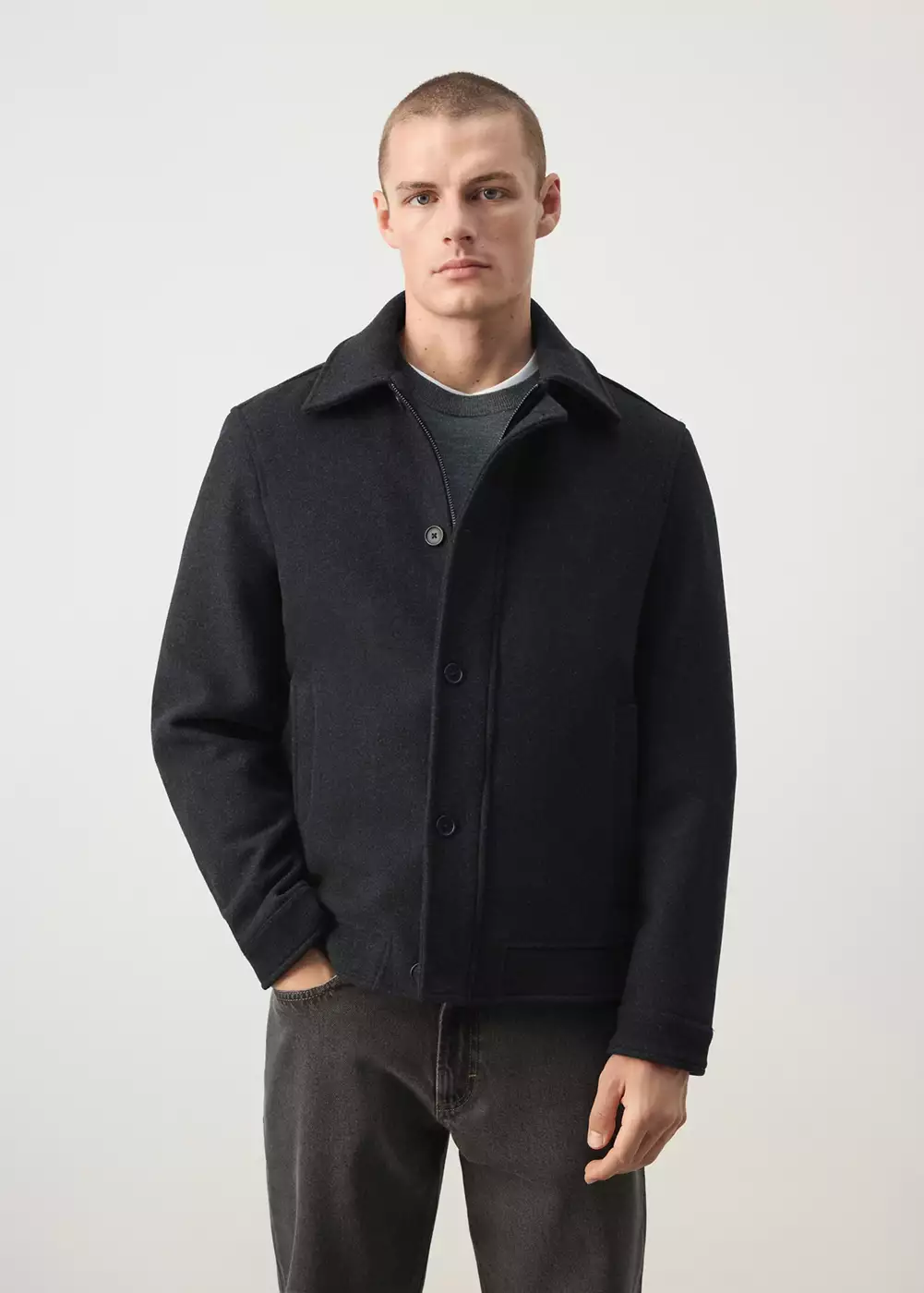 Veste laine mélangée poches, MANGO MAN