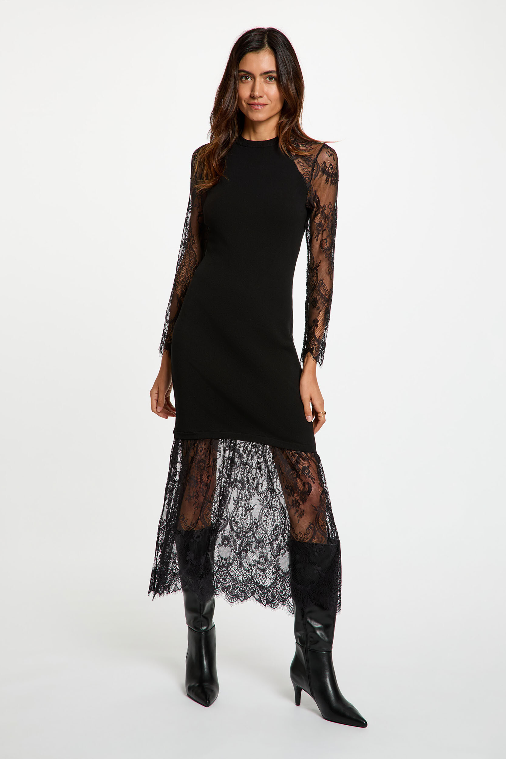 Robe tricot col montant, MORGAN