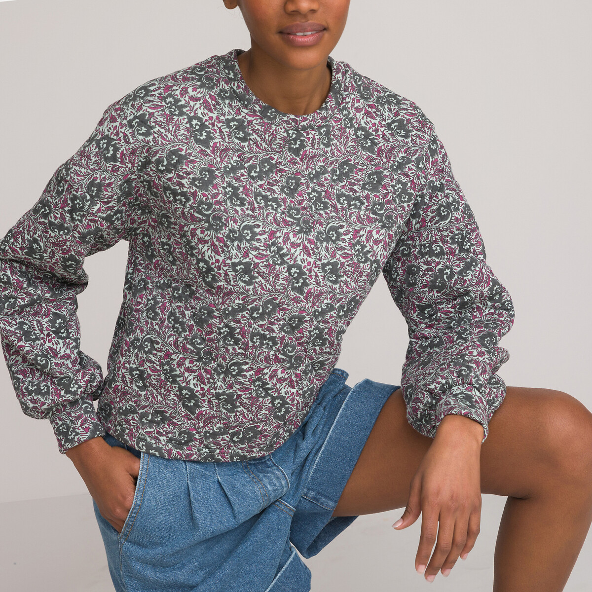 Floral print quilted sweatshirt in 