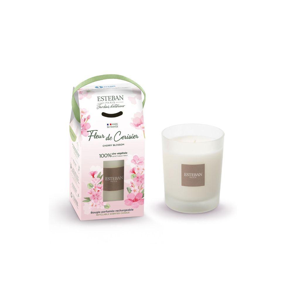 Bougie parfumée Fleur de cerisier rechargeable 180g, ESTEBAN