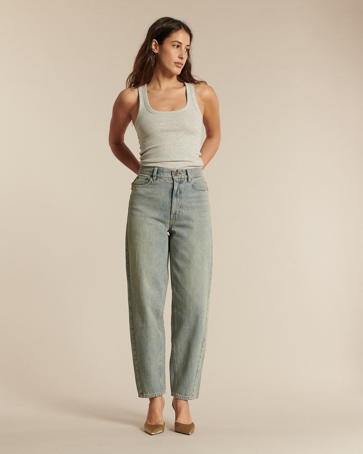 JEANS BALLON TAILLE HAUTE DENIM AUTHENTIQUE, LABDIP