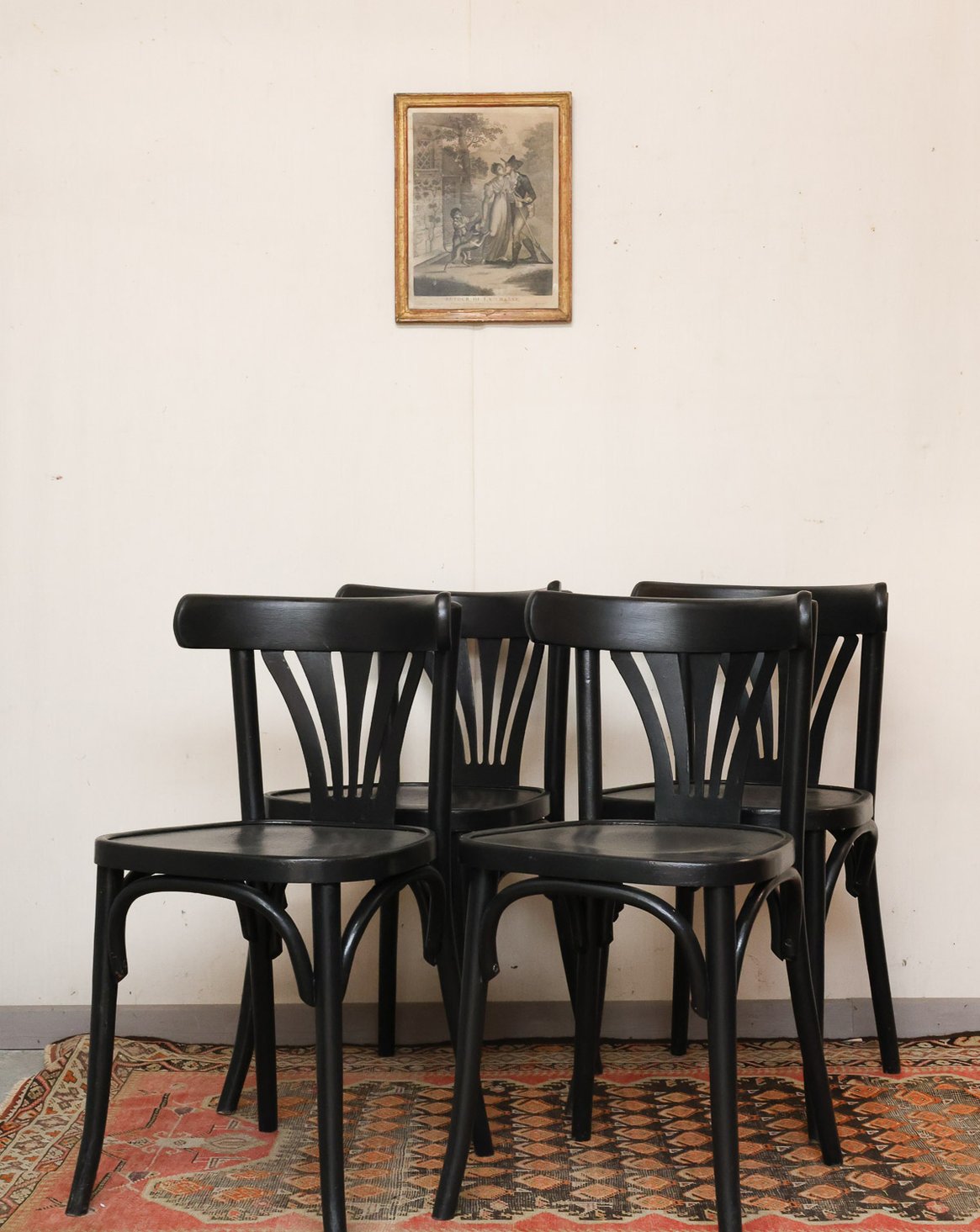 Lot de 4 chaises de bistrot noires Claude N°1113 - Bon état, DEBONGOUT