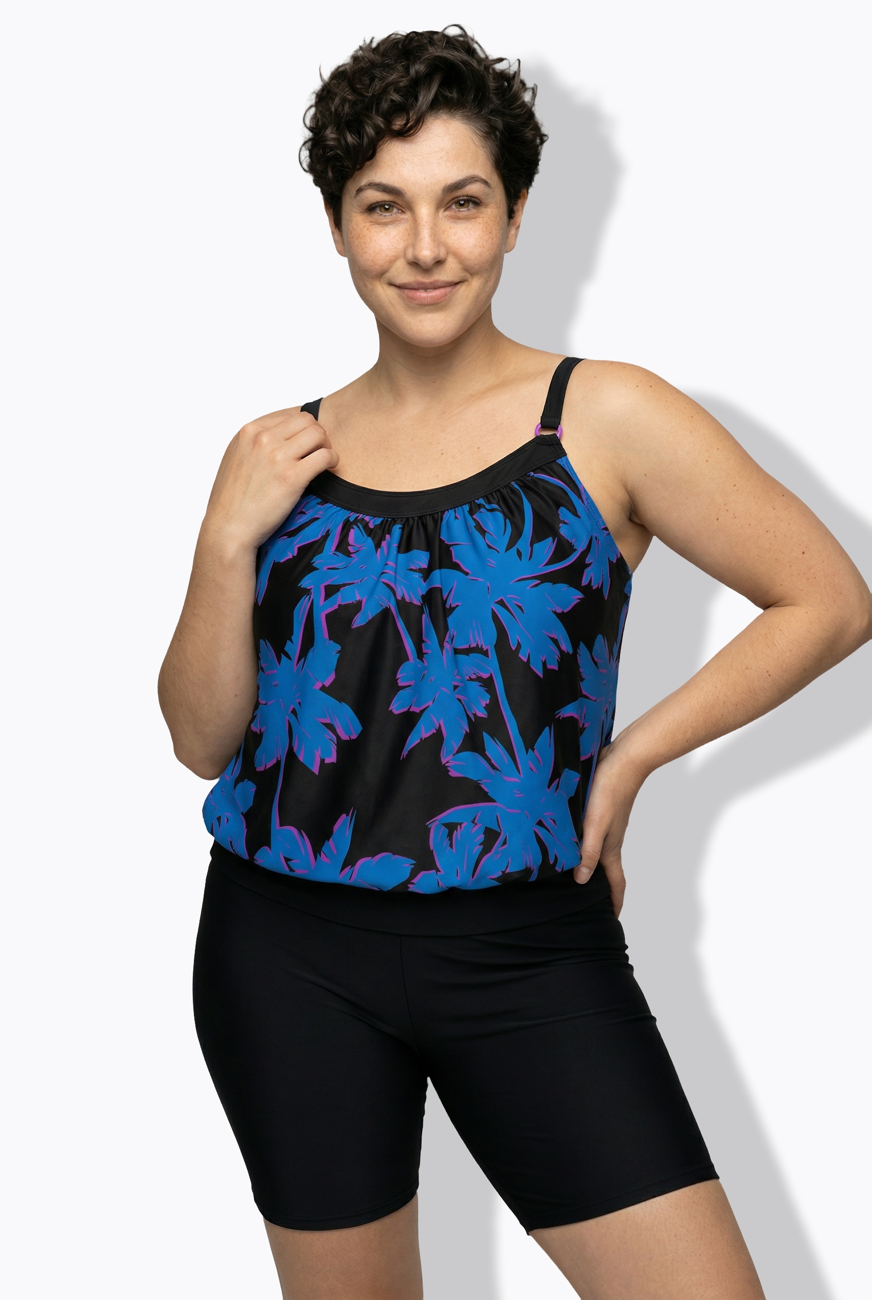 Tankini avec short, motif palmiers, ULLA POPKEN