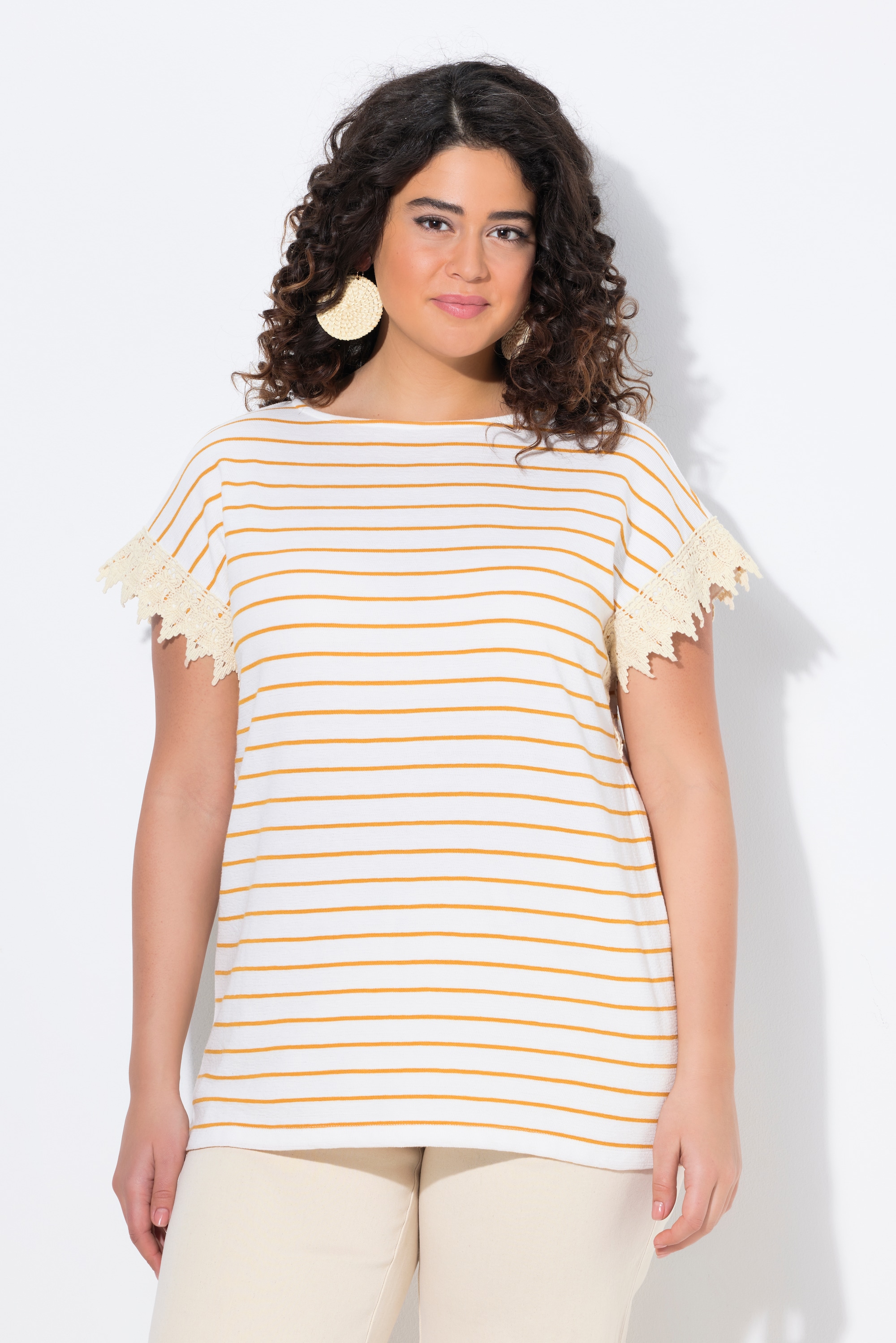 T-shirt rayé en coton bio. Col bateau et, ULLA POPKEN