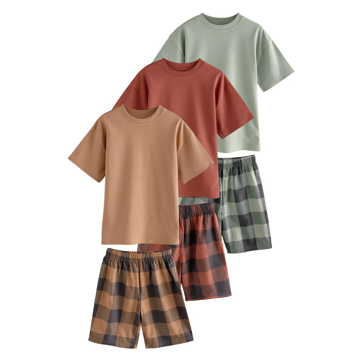 Pyjama short tissés aux carreaux, lot de 3, NEXT
