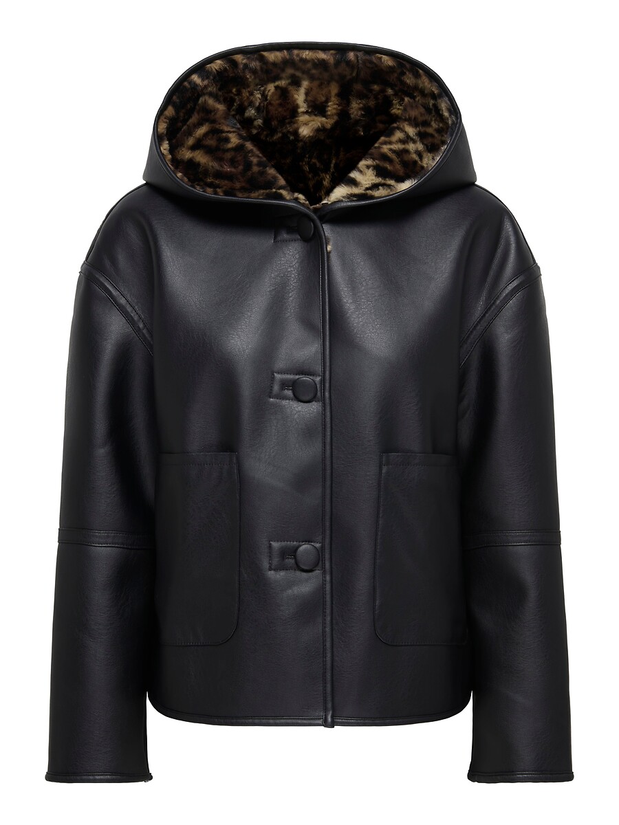 Manteau en simili à capuche, ONLY