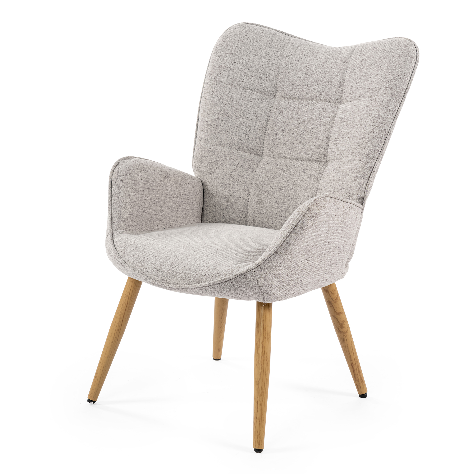 Fauteuil confortable bas style scandinave dossier moyen assise confortable pieds métal effet bois, KANAS, MEUBLES COSY