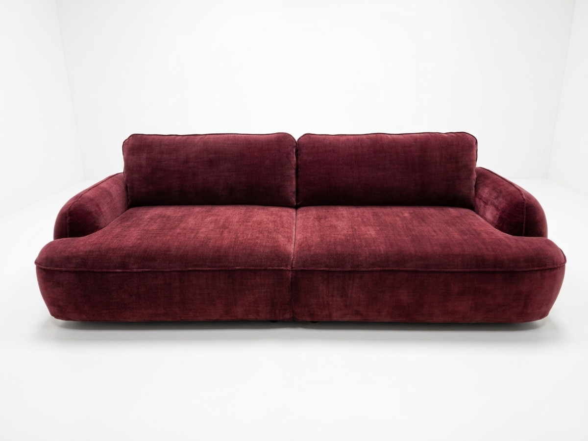 Canapé droit convertible 4 places en tissu lisse, CELESTE, BOBOCHIC
