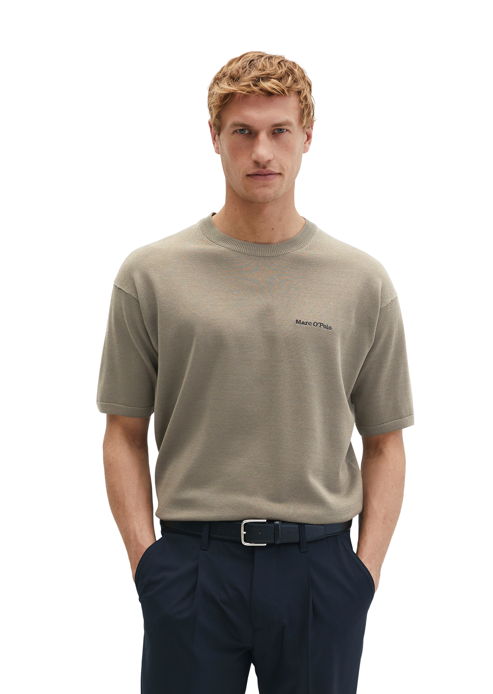 T-shirt en maille fine DFB Travel Collection en pur coton bio, MARC O'POLO