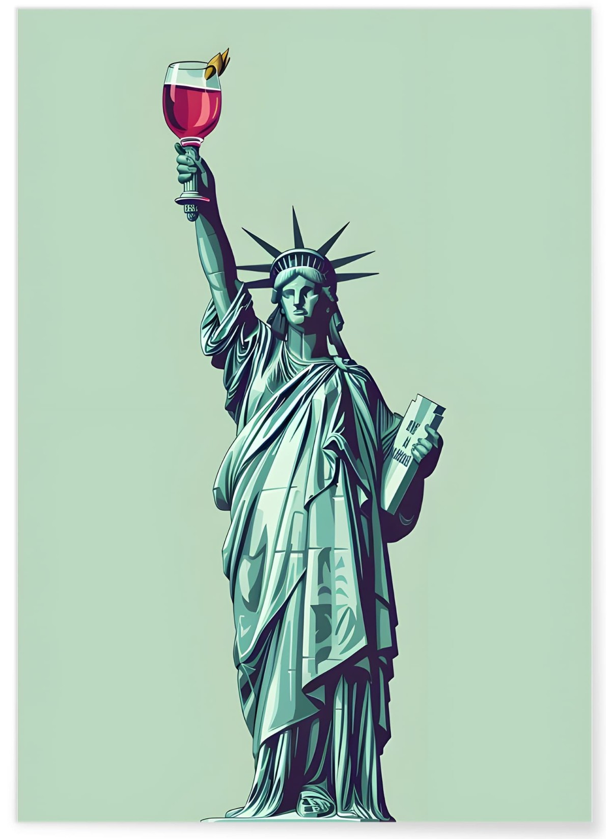 Affiche Statue liberté & vin, L'AFFICHERIE