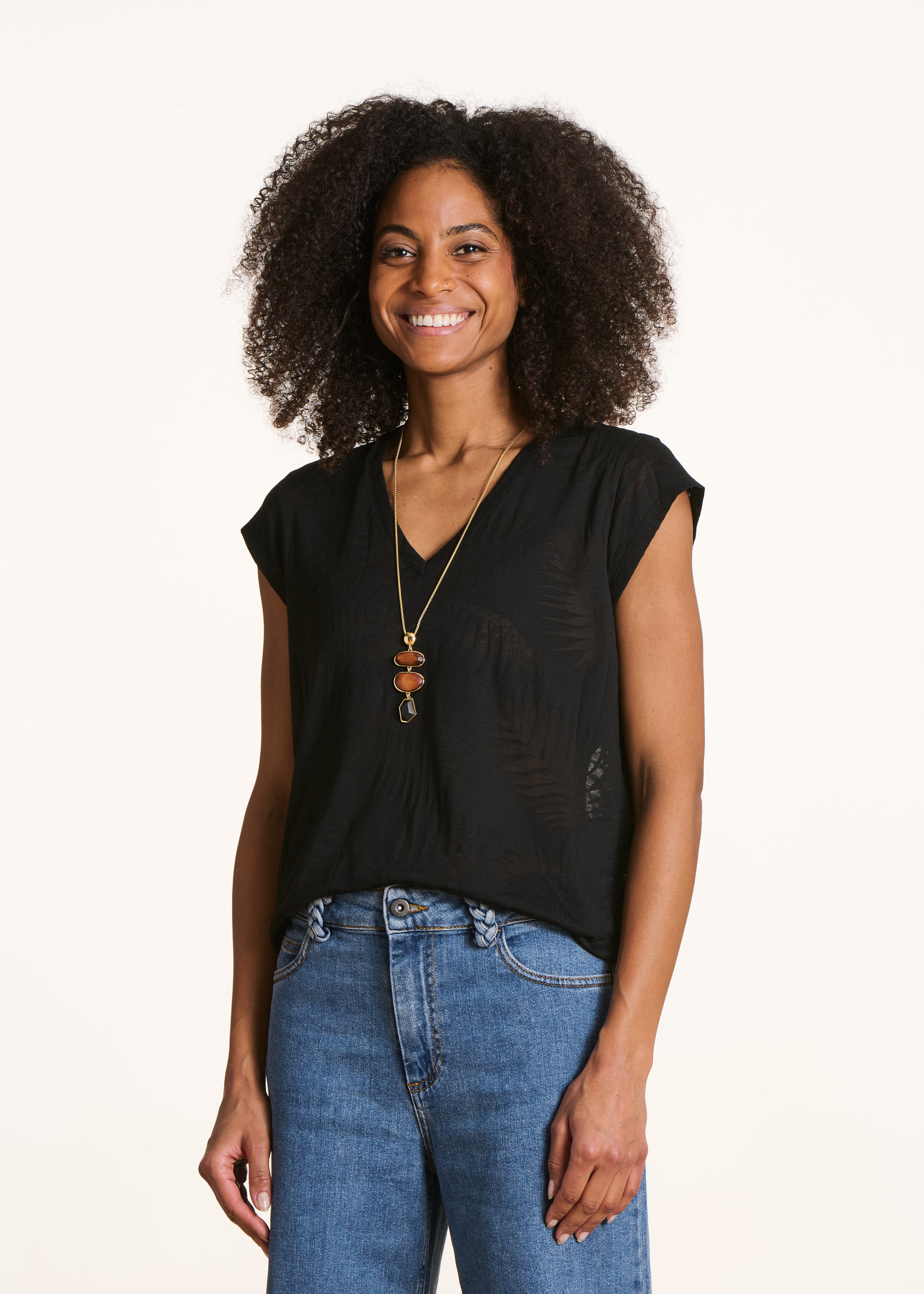 T-shirt en coton mélangé manches courtes, LA FEE MARABOUTEE