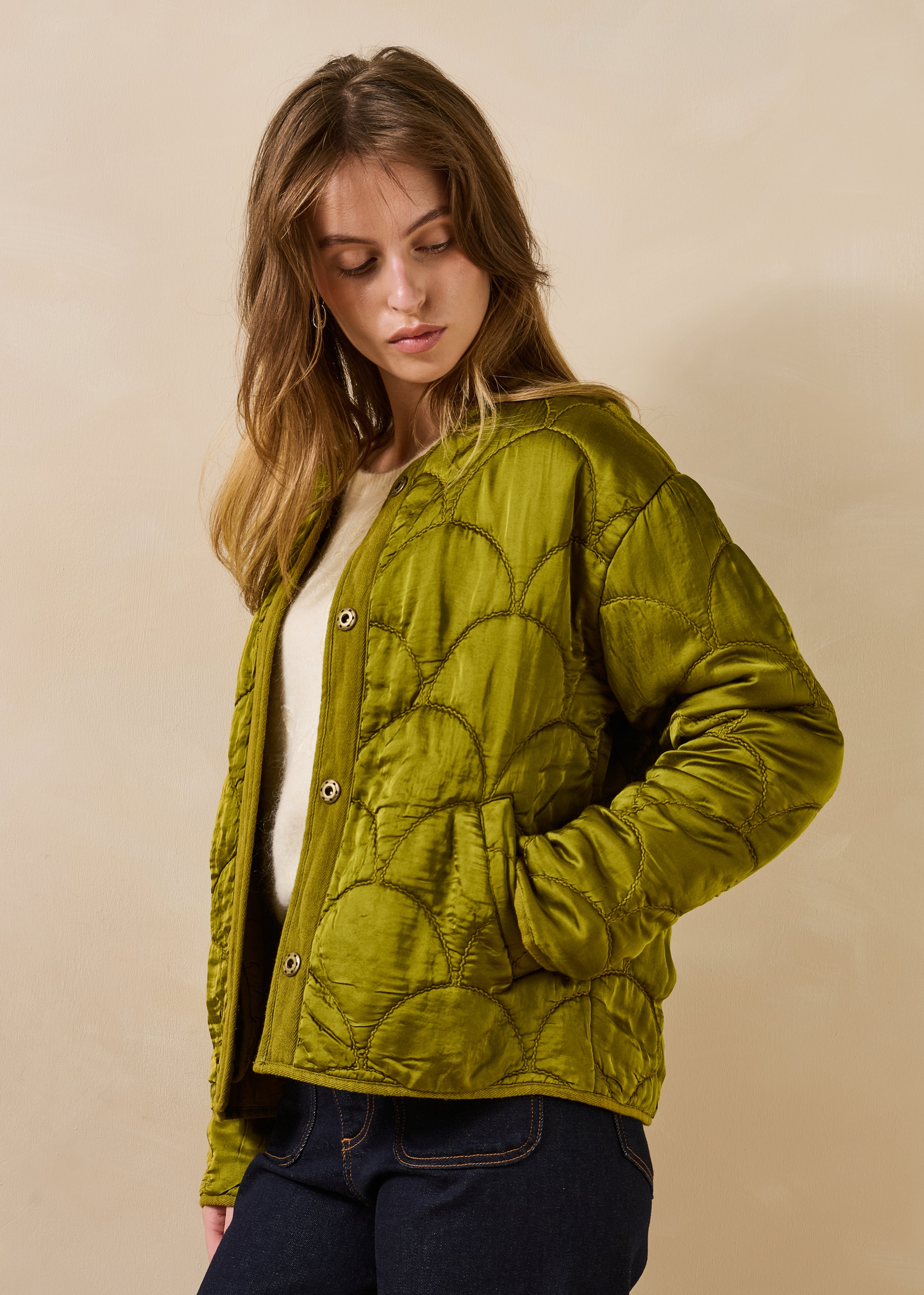 Veste matelassée manches longues col rond, LA FEE MARABOUTEE