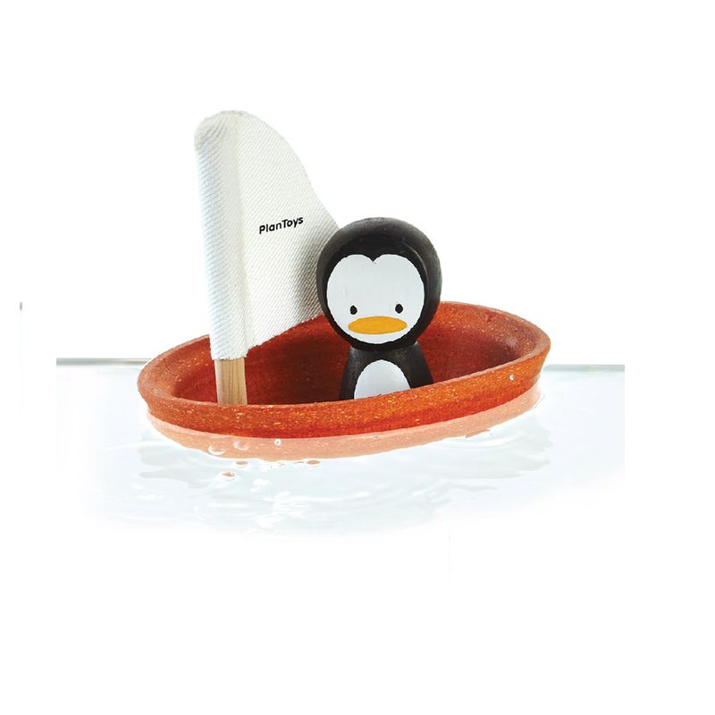 Jouet en bois bateau pingouin, PLAN TOYS