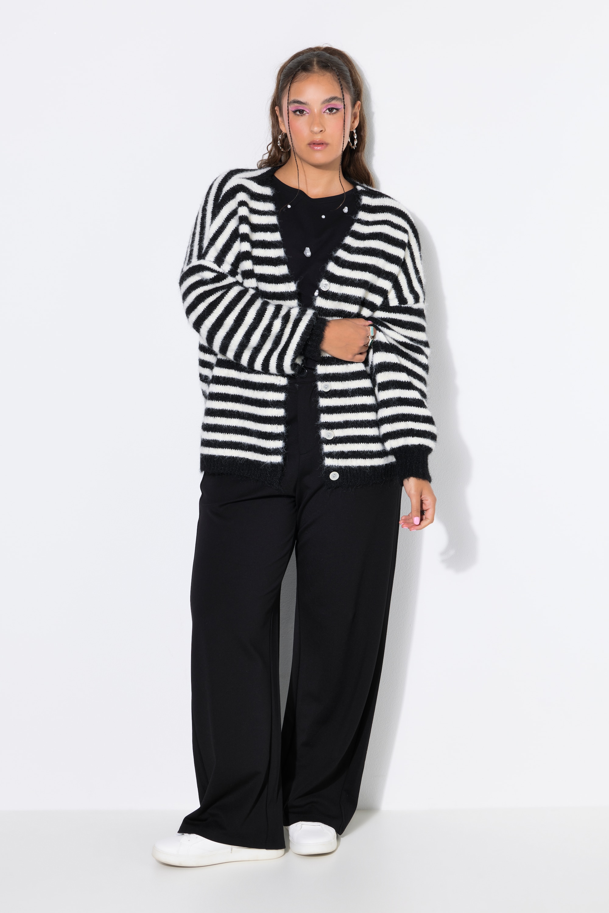Cardigan, oversize, rayé, manches longues, STUDIO UNTOLD