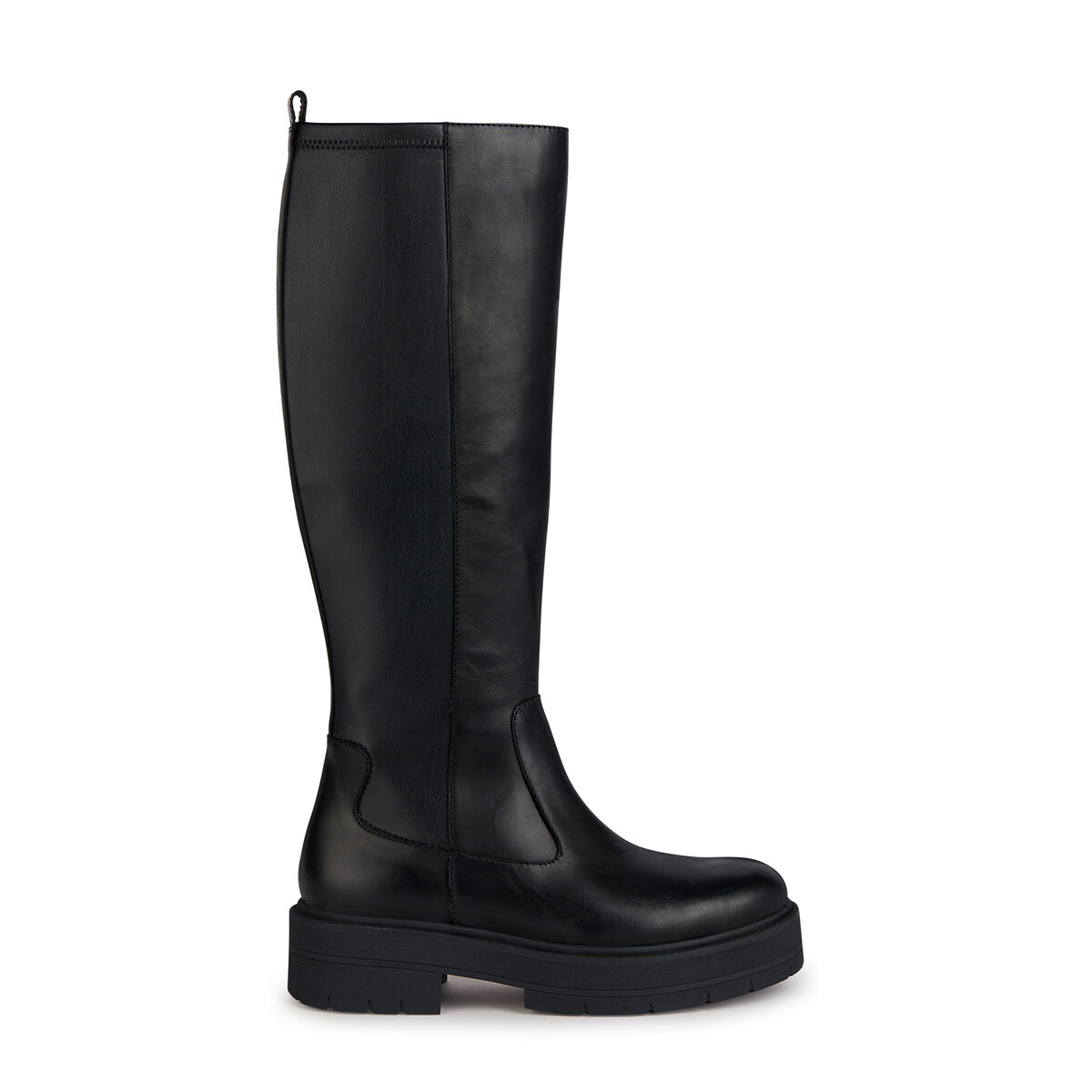 Image of Spherica Breathable Knee-High Boots with Flat Heel in Leather
