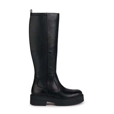 Spherica Breathable Knee-High Boots with Flat Heel in Leather GEOX