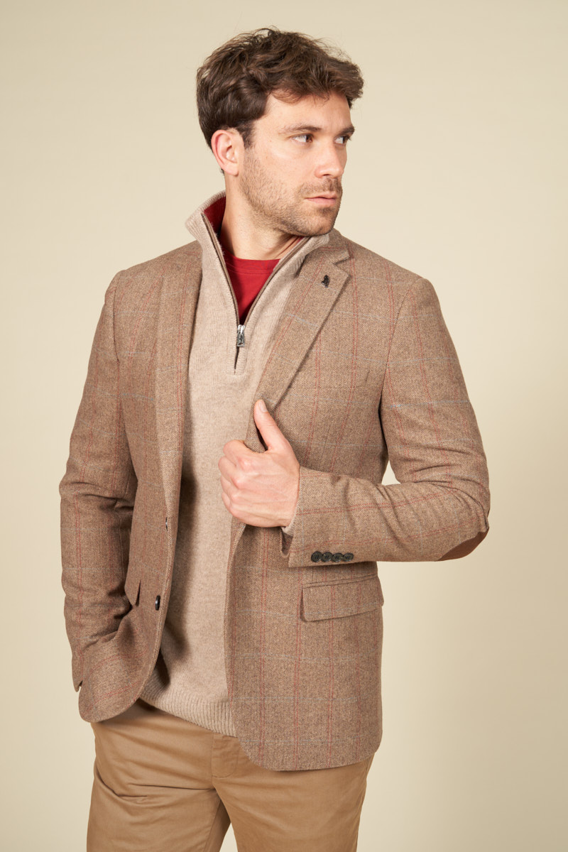 Blazer italien carreaux chevrons, MCS
