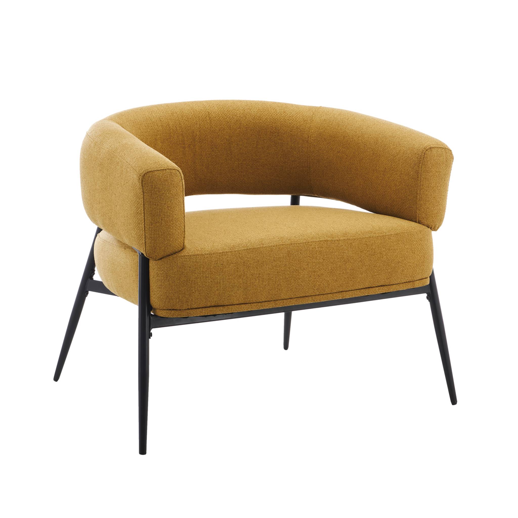 Fauteuil tissu dossier incurvé piétement métal CRISTO, SWEEEK