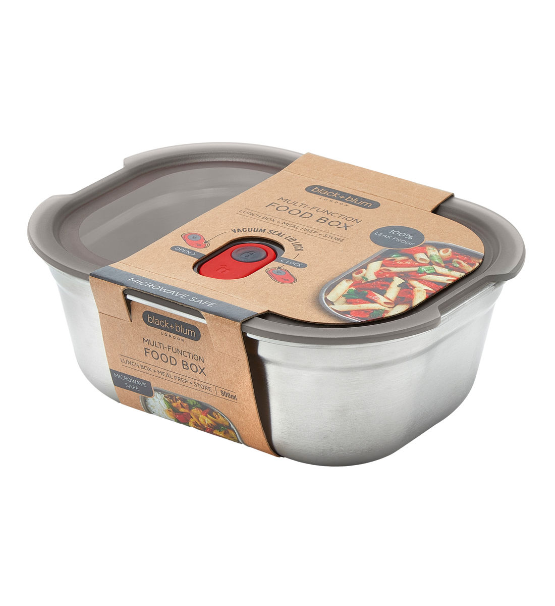 Boite repas 3 en 1 taille m en acier inoxydable micro ondable, BLACK + BLUM