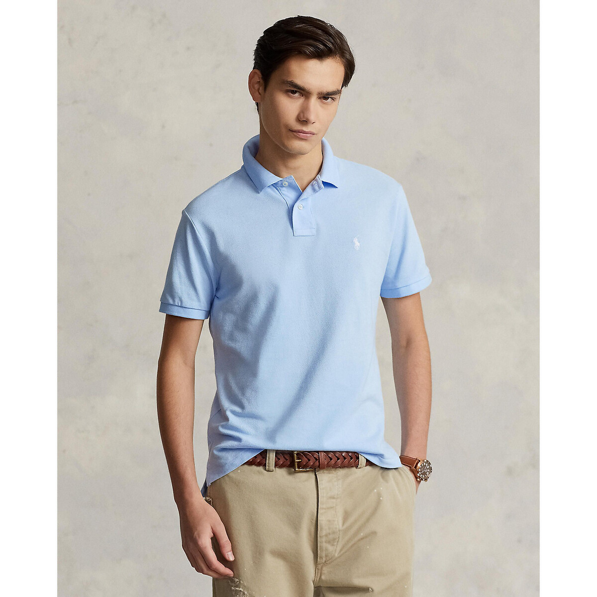 Polo Ralph Lauren Slim-fit Logo-embroidered Cotton-piqué Polo Shirt In Blue