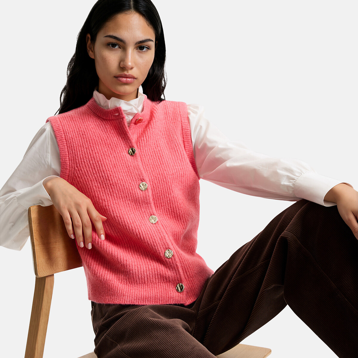 Gilet sans manches en maille mousseuse, LA REDOUTE COLLECTIONS