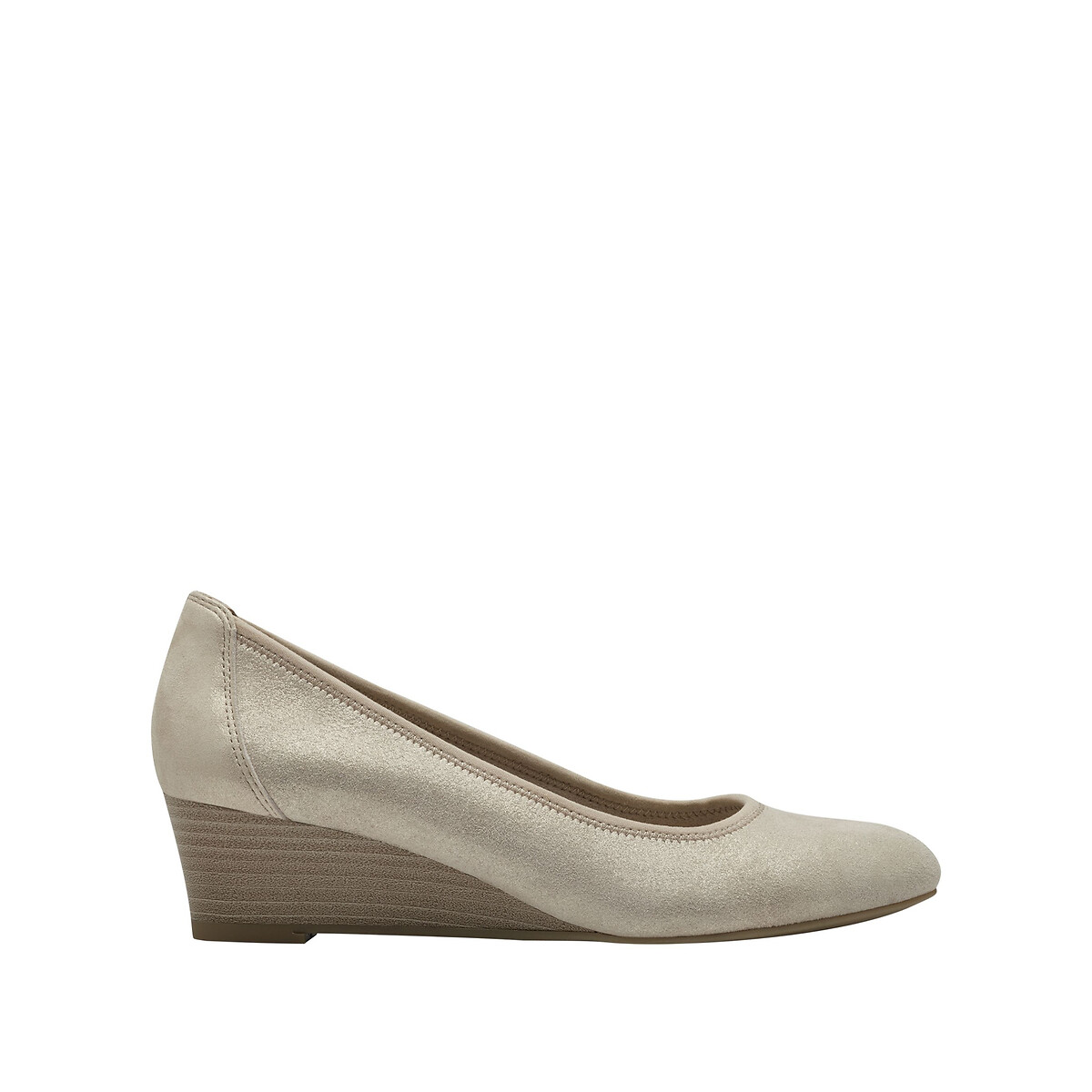 Image of Leather Ballet Pumps with Wedge Heel
