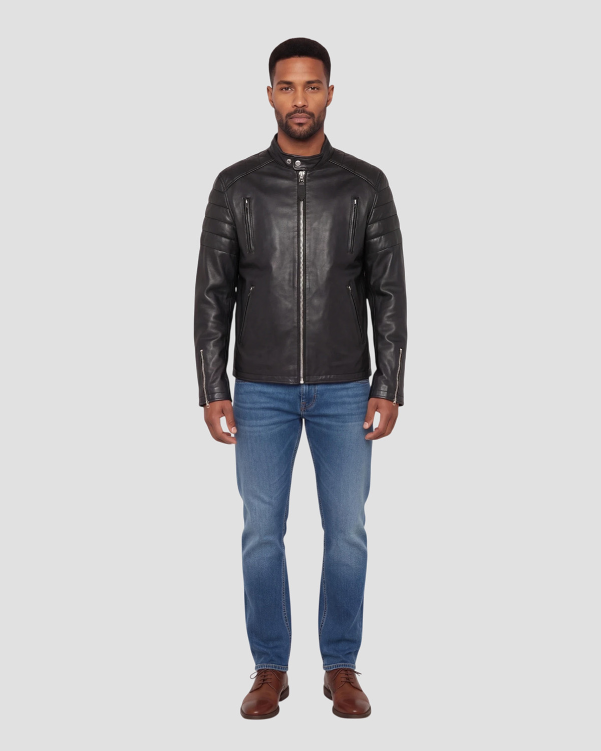 Blouson motard, cuir d'agneau, SCHOTT
