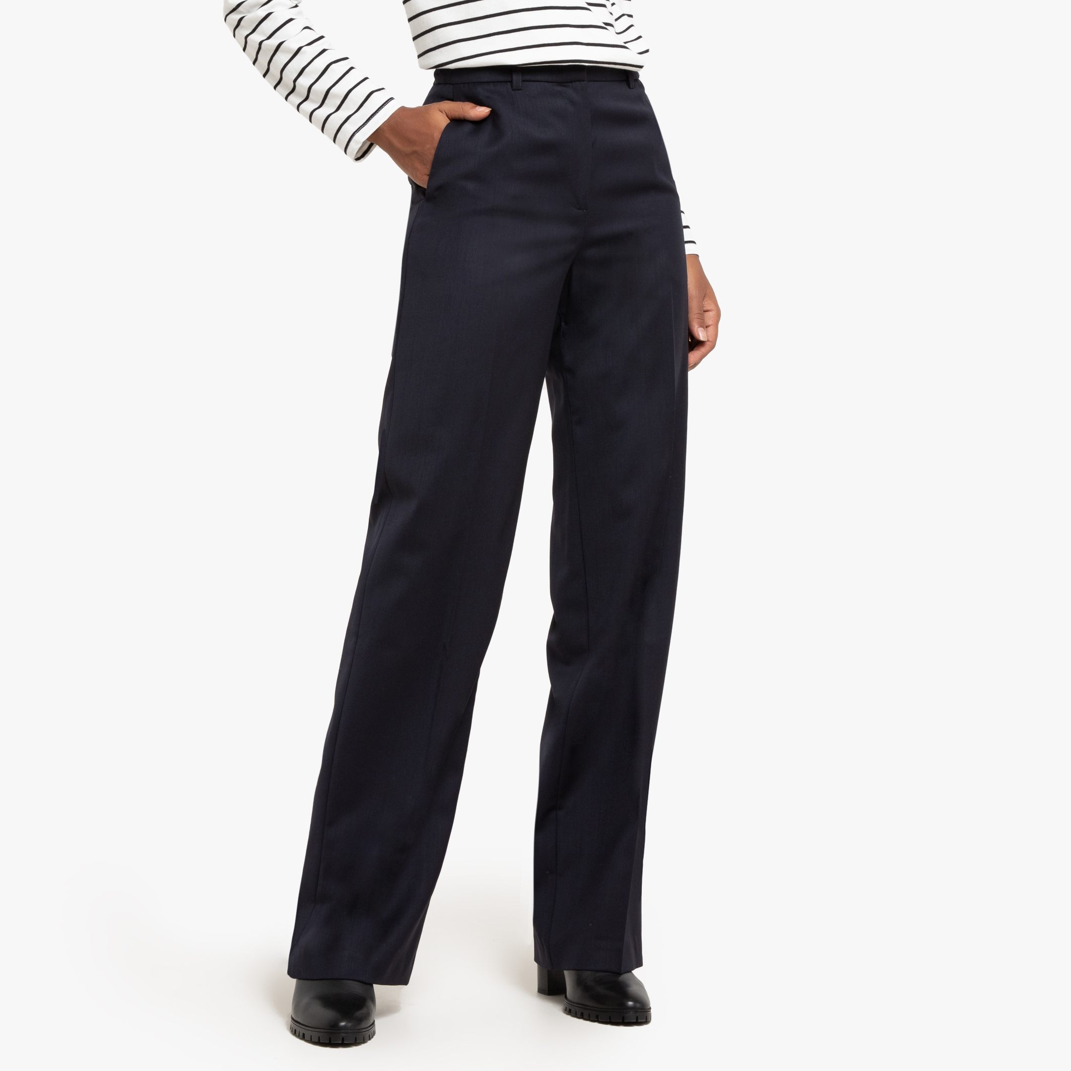 Wool Mix Straight Trousers Length 31 5 La Redoute Collections La
