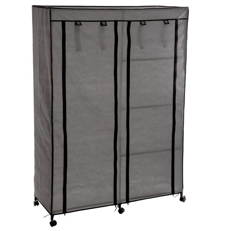 Armoire roulettes 1 penderie 5 tag res Couleur gris Atmosphera