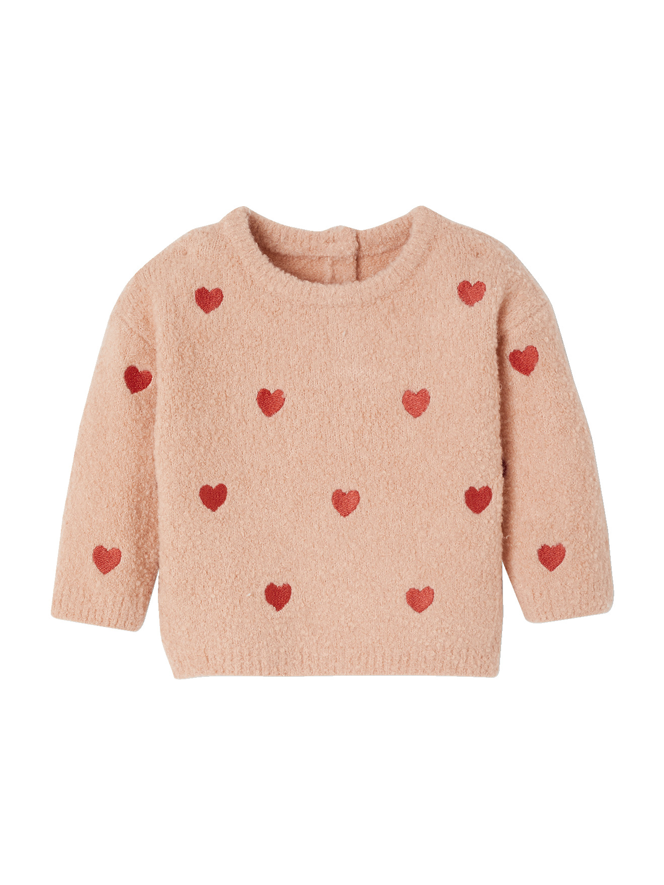 Pull bébé brodé petits coeurs, VERTBAUDET
