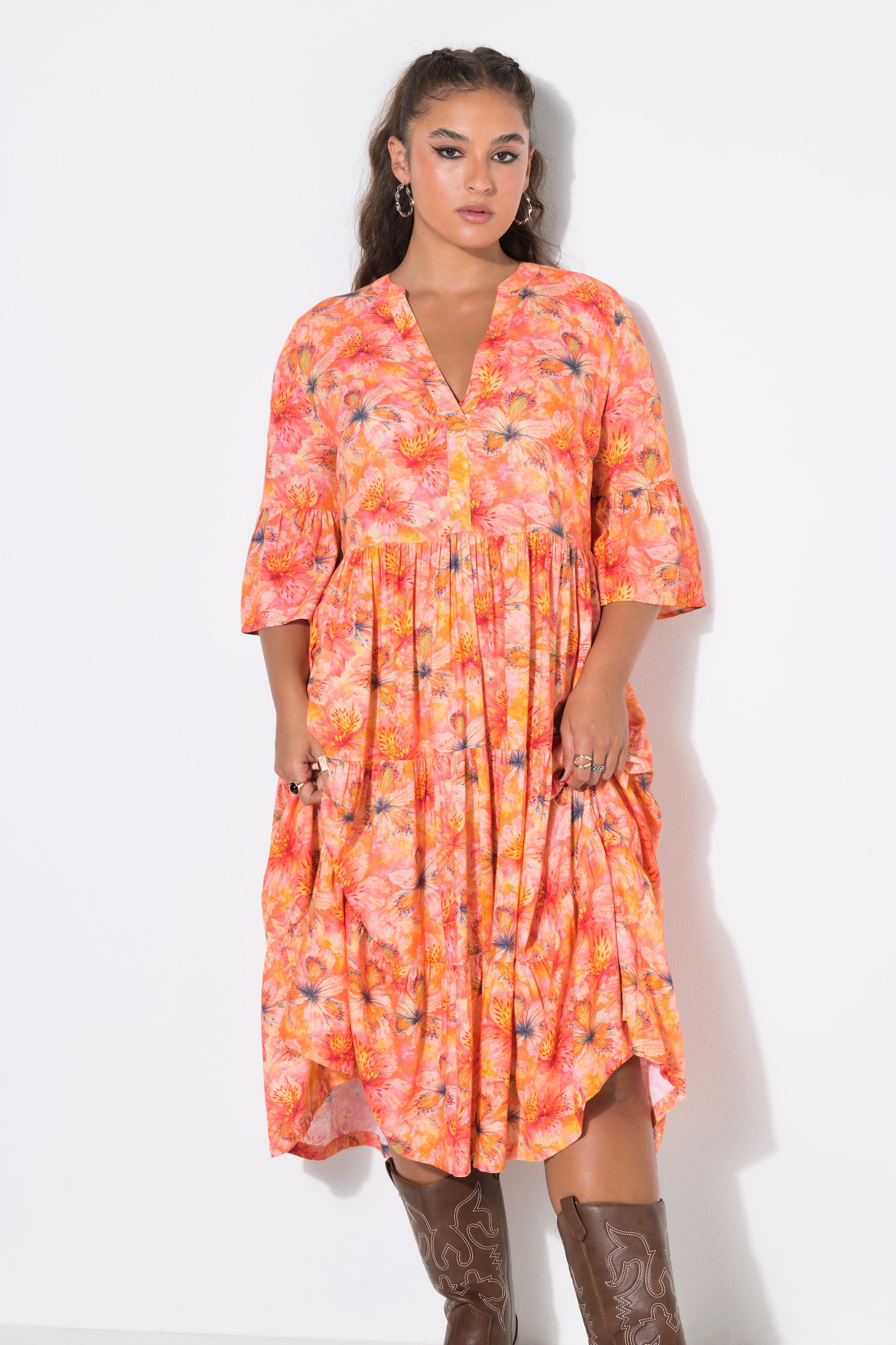 Robe midi, imprimé orchidée, STUDIO UNTOLD