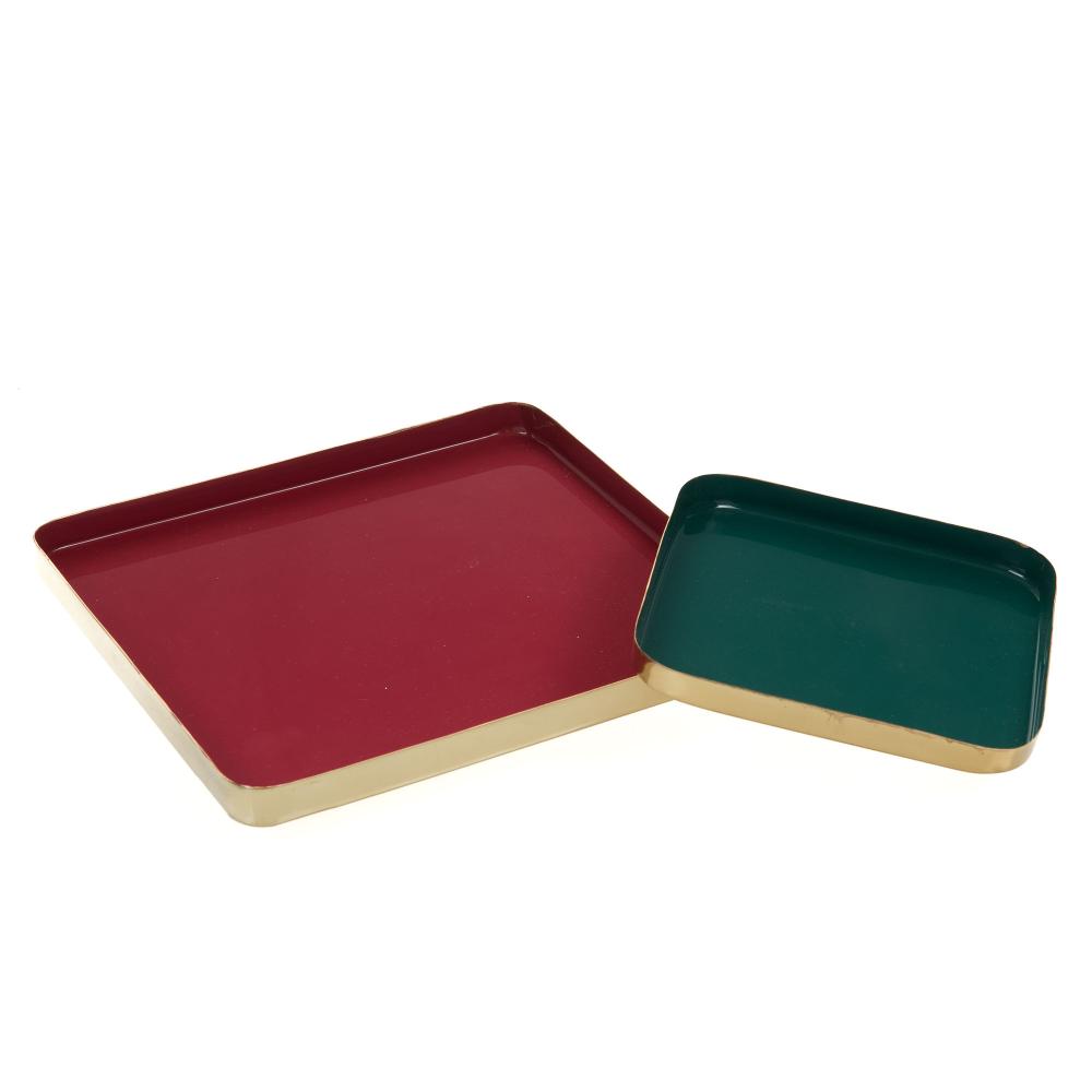 Set de 2 plateaux carrés en métal, AMADEUS