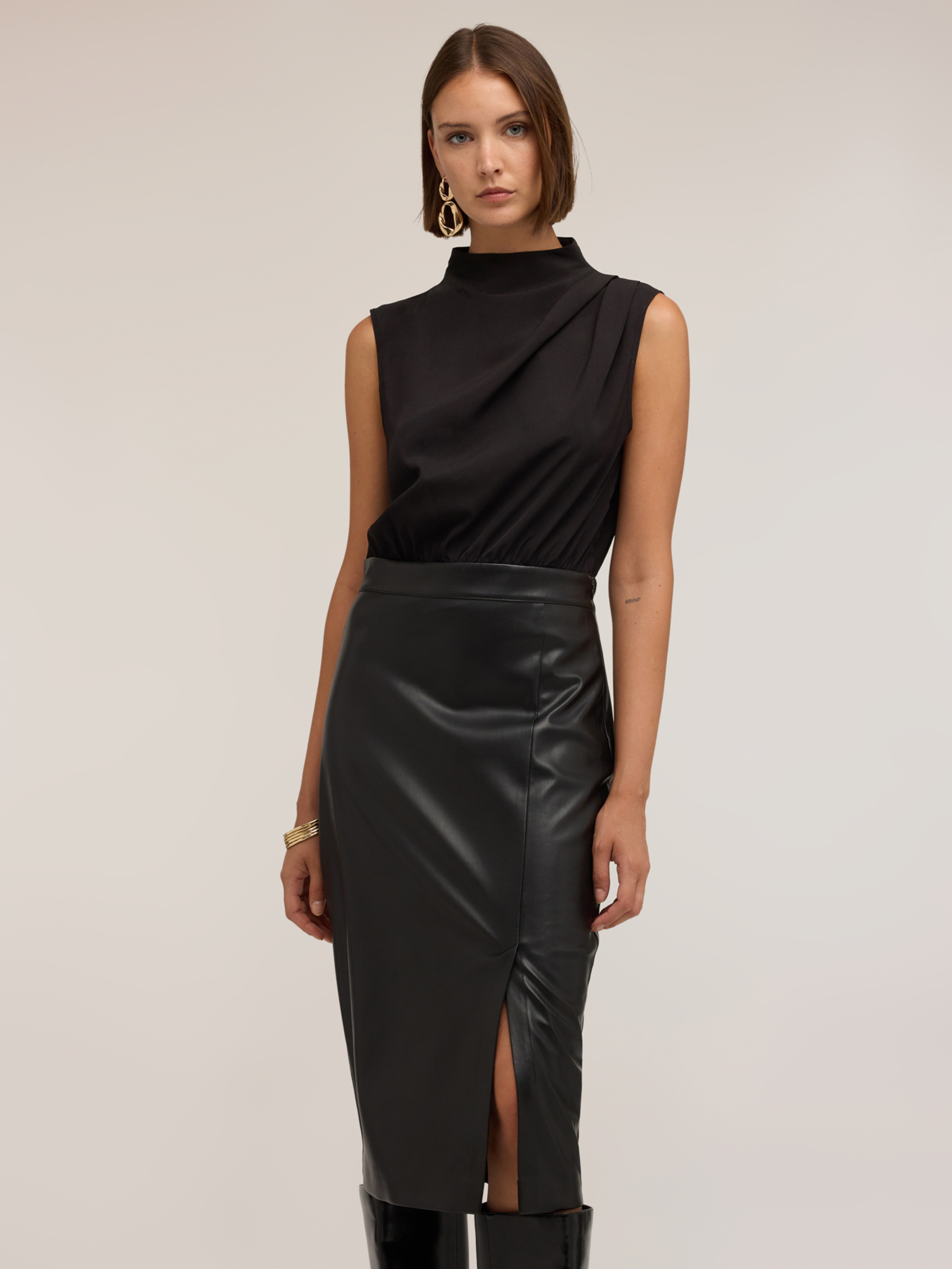 Robe fourreau avec drapé et fente, MOTIVI